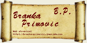 Branka Primović vizit kartica